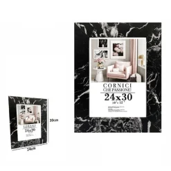 CORNICE PORTA FOTO QUADRI TELE POSTER 24 X 30CM MODELLO EFFETTO MARMO NERO 71674