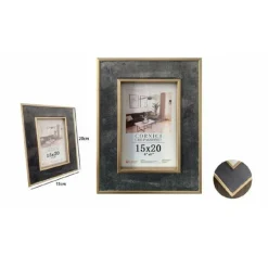 CORNICE PORTAFOTO PER FOTO POSTER QUADRI TELE 15X20CM GRIGIA CON BORDI ORO 70307