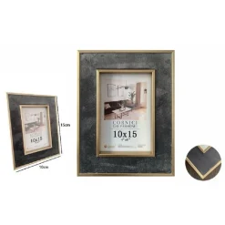 CORNICE PORTAFOTO PER FOTO POSTER QUADRI TELE 10X15CM GRIGIA CON BORDI ORO 70305