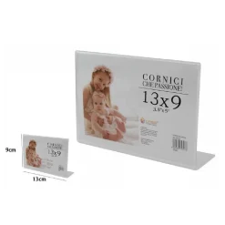 CORNICE PORTAFOTO PORTA FOTO FOTOGRAFIE ACRILICO ORIZZONTALE STAND 13X9 CM 70326