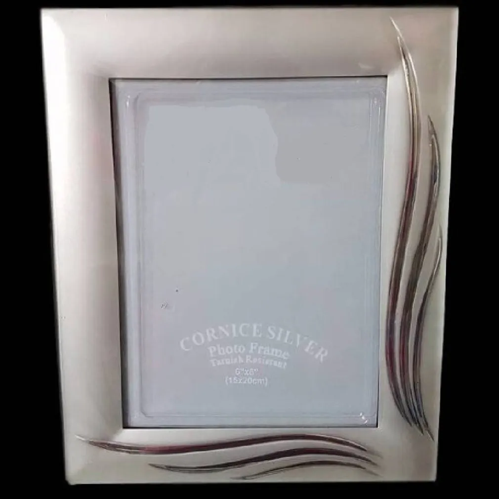 CORNICE PORTAFOTO PORTA FOTO FOTOGRAFIA 15X20CM SILVER FOGLIE EFFETTO SATINATO