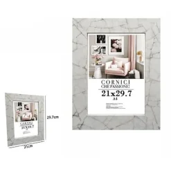 CORNICE PORTAFOTO QUADRI TELE POSTER 21X29.7CM MODELLO EFFETTO MARMO BIANCO 71655