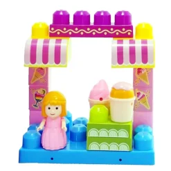 COSTRUZIONI GIOCATTOLO PER BAMBINI GELATERIA 14PZ CON PERSONAGGIO E ACCESSSORI
