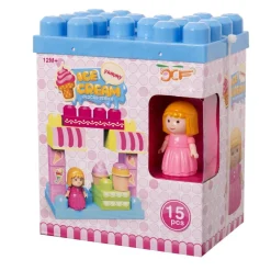 COSTRUZIONI GIOCATTOLO PER BAMBINI GELATERIA 14PZ CON PERSONAGGIO E ACCESSSORI