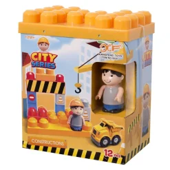COSTRUZIONI GIOCATTOLO PER BAMBINI CANTIERE 12PZ CON PERSONAGGIO E ACCESSORI
