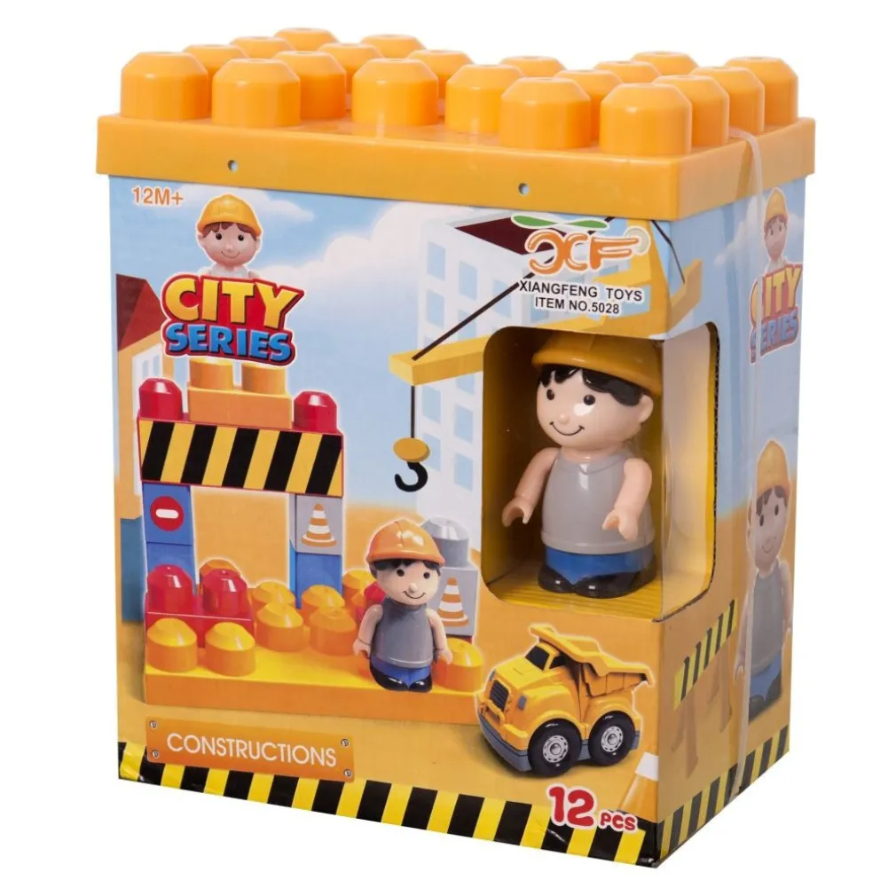 COSTRUZIONI GIOCATTOLO PER BAMBINI CANTIERE 12PZ CON PERSONAGGIO E ACCESSORI