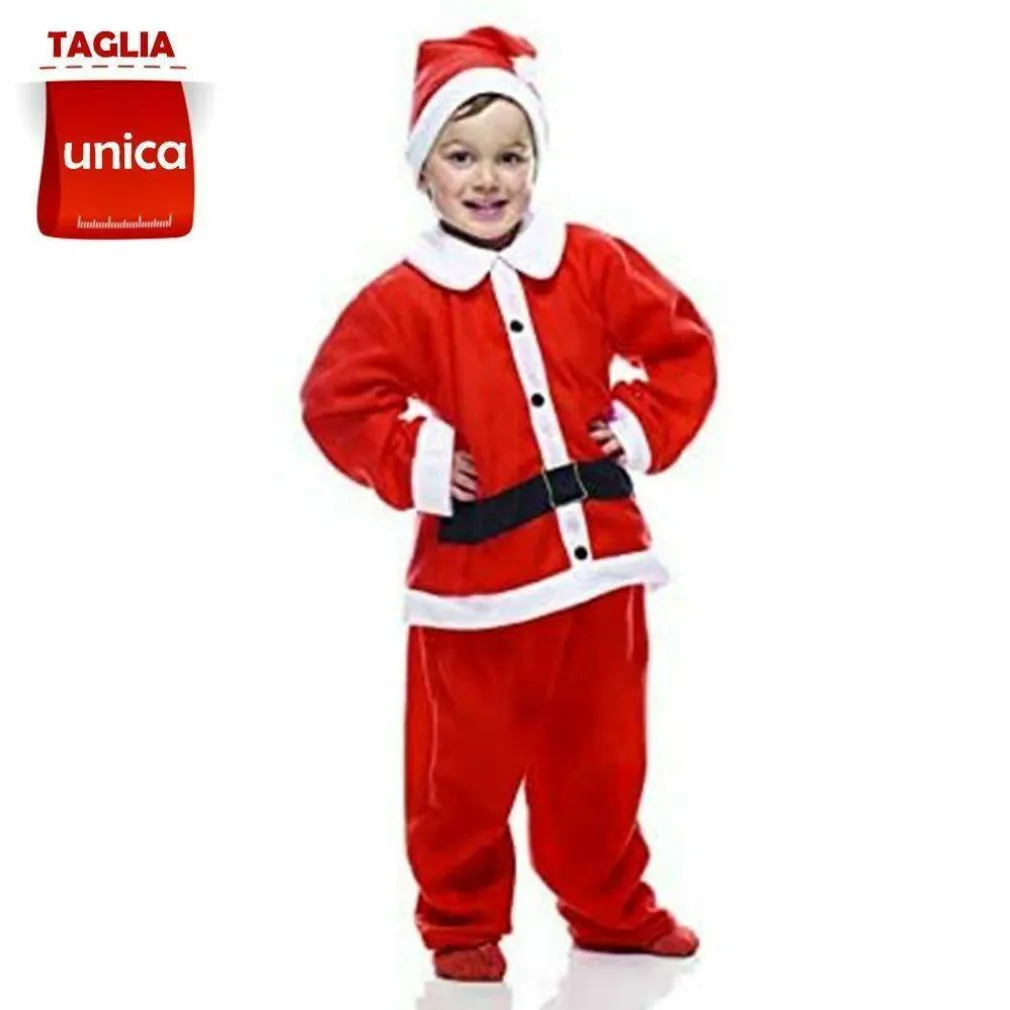 COSTUME BABBO NATALE ECO BAMBINO TAGLIA UNICA CON CAPPELLO E ABITO NATALIZIO
