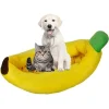CUCCIA BANANA LETTO MORBIDO PER GATTO CANE CUSCINO INVERNO PELUCHE NIDO 65X35CM