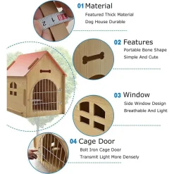 CUCCIA CASA GABBIA CANE CANI DI TAGLIA GRANDE PER INTERNO ESTERNO 80 X 55 X 74CM