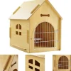 CUCCIA IN LEGNO MDF PER CANI PICCOLA MEDIA TAGLIA A FORMA DI CASETTA 44X57X59CM