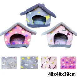 CUCCIA MORBIDA A FORMA DI CASETTA PER CANE GATTO ANIMALI 48X40X39CM TG. MEDIA