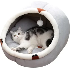 CUCCIA PER GATTI UNIVERSALE A METÀ CHIUSO CON MORBIDO CUSCINO INTERNO TG.M