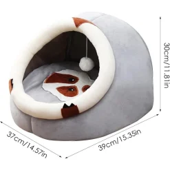 CUCCIA PER GATTI UNIVERSALE A METÀ CHIUSO CON MORBIDO CUSCINO INTERNO TG.M