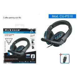 CUFFIA GAMING CON FILO MICROFONO VIVAVOCE ENTRATA USB COMPATIBILE PS4/PC CU-PS10