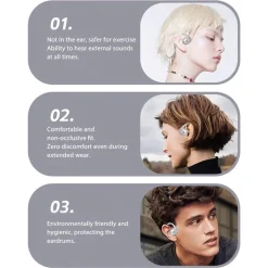 CUFFIE A CONDUZIONE OSSEA BLUETOOTH 5.3 IMPERMEABILI IPX6 SPORTIVE WIRELESS CORSA