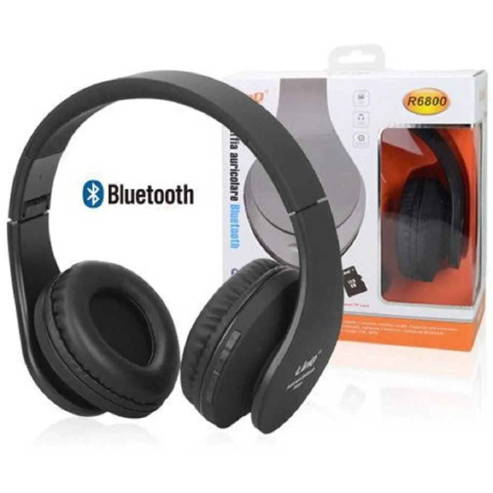 CUFFIE AURICOLARE STEREO WIRELESS BLUETOOTH V4.2 FM MICRO SD SLOT MP3 AUX-IN R6800