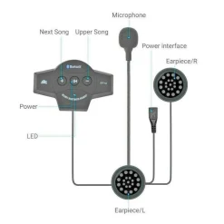 CUFFIE AURICOLARI BLUETOOTH PER INTERNO CASCO DA MOTOCICLETTA MOTO CON MICROFONO
