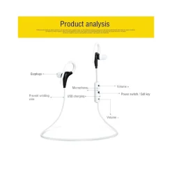 CUFFIE AURICOLARI BLUETOOTH STEREO COMPATIBILI IOS SMARTPHONE SPORT AUDIO BT1