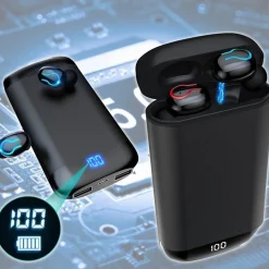 CUFFIE AURICOLARI POWER BANK STEREO HI-FI PER MUSICA WIRELESS Q66 TWS BLUETOOTH