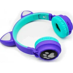 CUFFIE AURICOLARI Q-EM3 WIRELESS BLUETOOTH FILO ORECCHIO DI GATTO LED MICROFONO