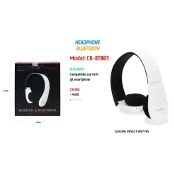 CUFFIE BLUETOOTH WIRELESS ARCHETTO REGOLABILE MICROFONO PIEGHEVOLI MAXTECH CU-BT003