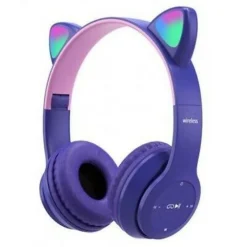 CUFFIE BLUETOOTH WIRELESS GAMING AURICOLARE LED ORECCHIE GATTO SMARTPHONE Q-EM51
