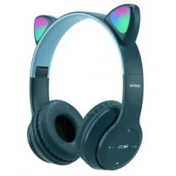 CUFFIE BLUETOOTH WIRELESS GAMING AURICOLARE LED ORECCHIE GATTO SMARTPHONE Q-EM51
