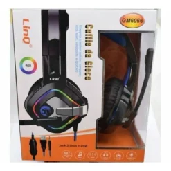 CUFFIE CABLATE STEREO CON MICROFONO JACK USB LUCI RGB LED GAMING FILM PC GM6066