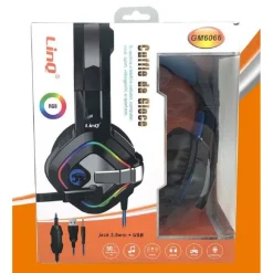 CUFFIE CABLATE STEREO CON MICROFONO JACK USB LUCI RGB LED GAMING FILM PC GM6066