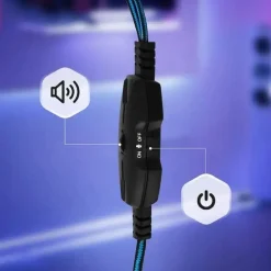 CUFFIE CABLATE STEREO CON MICROFONO JACK USB LUCI RGB LED GAMING FILM PC GM6066