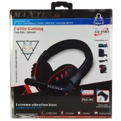 CUFFIE DA GIOCO GAMING HEADSET CON MICROFONO COMPATIBILE PER PS4/PC MAXTECH CU-PS03