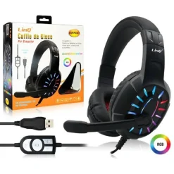 CUFFIE DA GIOCO HEADSET CON MICROFONO LED RGB GAMING USB PER PC COMPUTER EAR-PS407