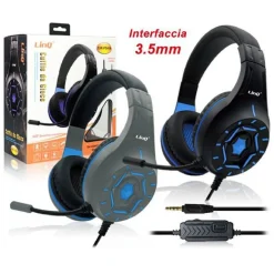 CUFFIE HEADSET CON MICROFONO GAMING DA GIOCO JACK 3,5MM PER PC LAPTOP EAR-PS406