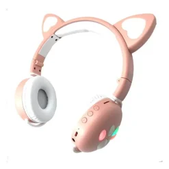 CUFFIE LED WIRELESS CON ORECCHIE DA GATTO CON 7 COLORI DI LUCE BLUETOOTH Q-MAX60