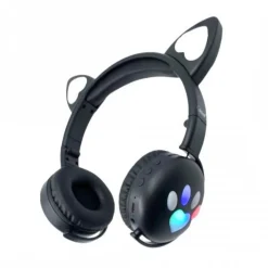 CUFFIE LED WIRELESS CON ORECCHIE DA GATTO CON 7 COLORI DI LUCE BLUETOOTH Q-MAX60