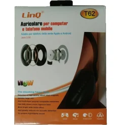 CUFFIE ON-EAR CON PADIGLIONI MORBIDI CON JACK 3,5MM PER PC COMPUTER CELLULARE T62