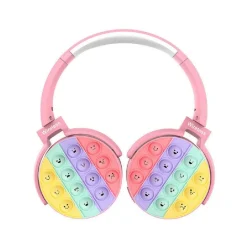 CUFFIE POPIT BAMBINE WIRELESS RADIO BLUETOOTH 5.0 PIEGHEVOLE SD USB COLORE ROSA