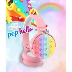 CUFFIE POPIT BAMBINE WIRELESS RADIO BLUETOOTH 5.0 PIEGHEVOLE SD USB COLORE ROSA