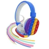 CUFFIE POPIT BLU BAMBINI WIRELESS RADIO BLUETOOTH ARCOBALENO PIEGHEVOLE SD USB