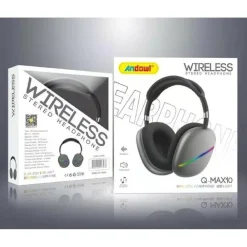 CUFFIE Q-MAX10 STEREO WIRELESS RICARICABILI USB BLUETOOTH CON 7 LUCI LED COLORATE
