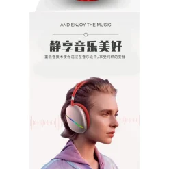 CUFFIE Q-MAX10 STEREO WIRELESS RICARICABILI USB BLUETOOTH CON 7 LUCI LED COLORATE