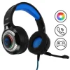 CUFFIE STEREO CABLATE MICROFONO JACK 3,5MM USB LED RGB GAMING FILM PER PC GM6060