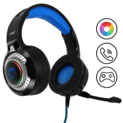 CUFFIE STEREO CABLATE MICROFONO JACK 3,5MM USB LED RGB GAMING FILM PER PC GM6060