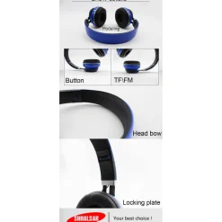 CUFFIE WIRELESS BLUETOOTH FM STEREO AURICOLARE TF CARD VIVAVOCE MICROFONO S110