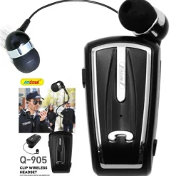 CUFFIE WIRELESS BLUETOOTH V5.0 AURICOLARE SENZA FILI A CLIP-ON RETRATTILE Q-905