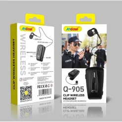 CUFFIE WIRELESS BLUETOOTH V5.0 AURICOLARE SENZA FILI A CLIP-ON RETRATTILE Q-905