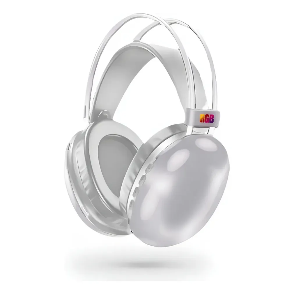 CUFFIE WIRELESS RICARICABILE BLUETOOTH V5.3 LUCI RGB LED AURICOLARE MUSICA PC SMARTPHONE