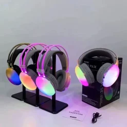 CUFFIE WIRELESS RICARICABILE BLUETOOTH V5.3 LUCI RGB LED AURICOLARE MUSICA PC SMARTPHONE