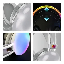 CUFFIE WIRELESS RICARICABILE BLUETOOTH V5.3 LUCI RGB LED AURICOLARE MUSICA PC SMARTPHONE