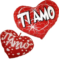CUORE IN PELUCHE CUSCINO SCRITTA TI AMO 23CM SAN VALENTINO 2 MOD ASSORTITI 65620
